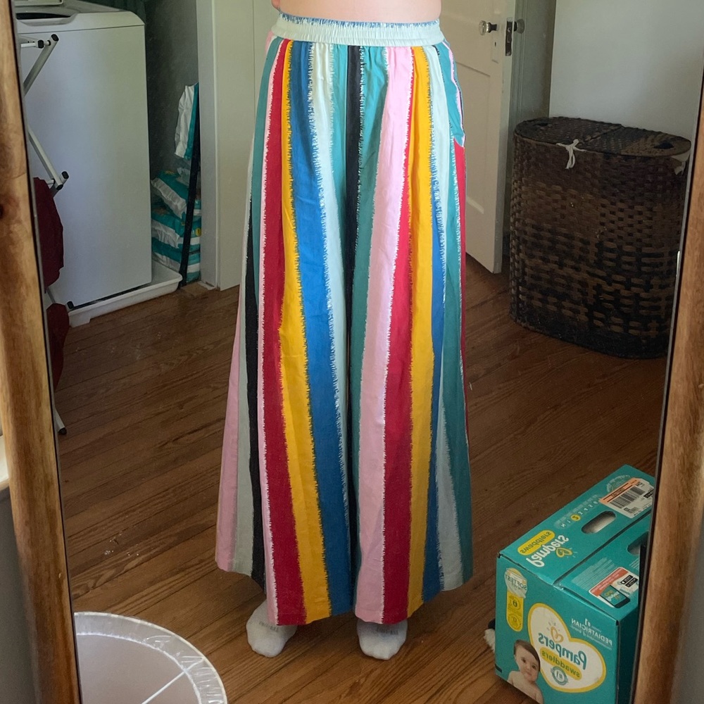 Tome Striped Karate Wide Leg Rainbow Pants